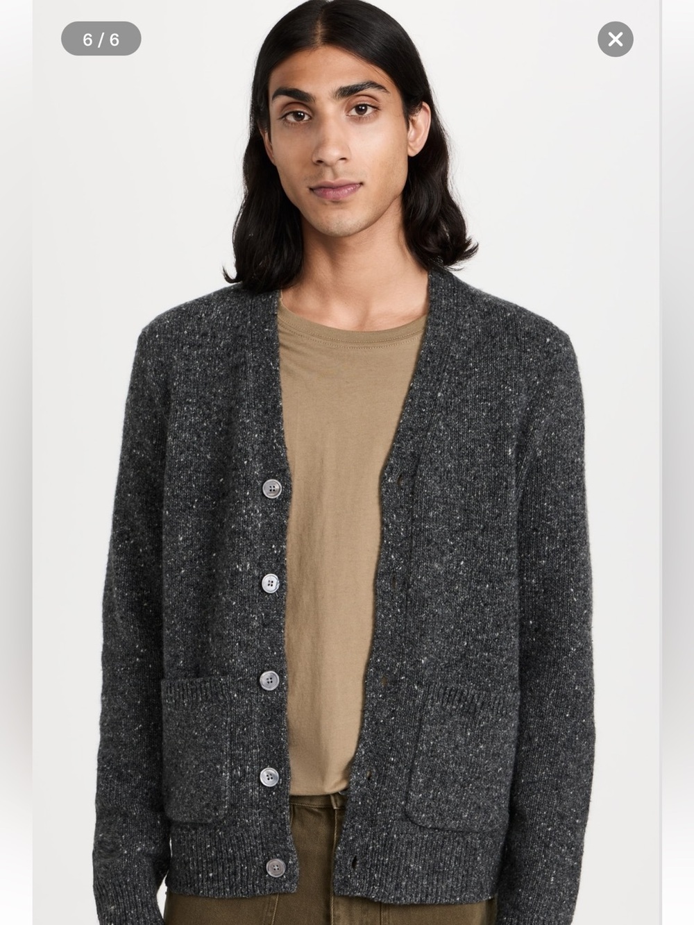 Alex Mill Charcoal Donegal Speckled Button-Front Cardigan, Size Medium, EUC